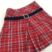 Red, Navy & White Checked Flannel Skirt - Girls 18-24 Months