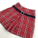 Red, Navy & White Checked Flannel Skirt - Girls 18-24 Months