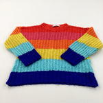 Rainbow Stripes Knitted Jumper - Girls 7-8 Years