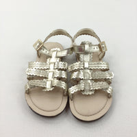 Shiny Gold Sandals with Buckles - Girls - Shoe Size 11.5F