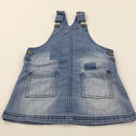 Patches Mid Blue Denim Dungaree Dress - Girls 2-3 Years