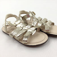 Shiny Gold Sandals with Buckles - Girls - Shoe Size 11.5F