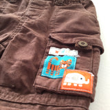 'Wild One' Animal Badges Brown Cotton Cargo Trousers - Boys 0-3m