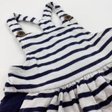 White Striped Cotton Dress - Girls 12-18 Months