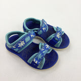 Patterned Blue Velcro Sandals - Boys/Girls - Shoe Size 4.5/5