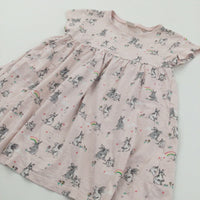 Rabbits & Rainbows Grey & Pale Pink Lightweight Jersey Dress - Girls 2-3 Years