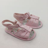 Flowers Embroidered Pink Fabric Sandals - Girls 3-6 Months