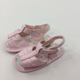 Flowers Embroidered Pink Fabric Sandals - Girls 3-6 Months