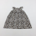 Animal Print Beige Cotton Dress - Girls 12-18 Months