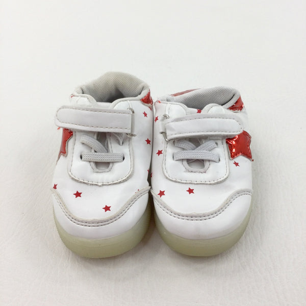 Stars Red & White Velcro Trainers - Girls - Shoe Size 4.5