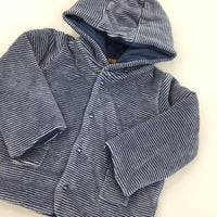 Blue & Grey Stripe Hoodie - Boys 3-6 Months