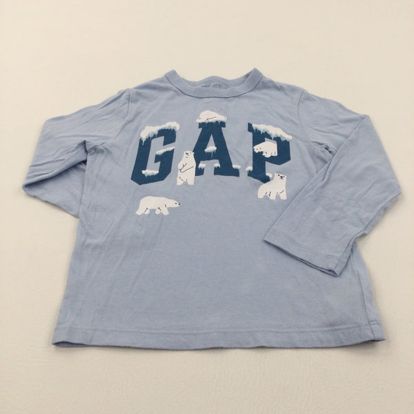 'GAP' Polar Bears Pale Blue Long Sleeve Top - Boys 3-4 Years