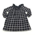 My K Black & White Checked Jersey Dress with Frilly Collar - Girls 9-12 Months