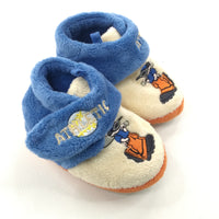 'Athletic' Blue, Cream & Orange Slipper Boots - Boys - Shoe Size 4