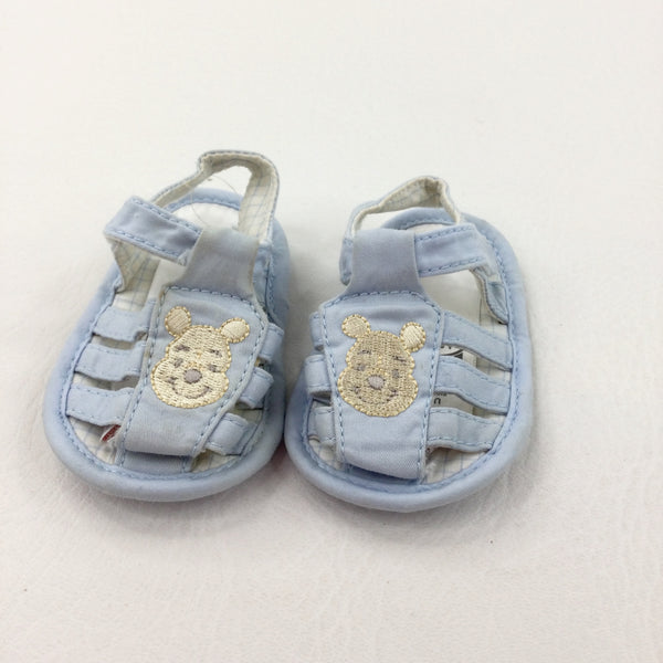 Winnie The Pooh Embroidered Blue Fabric Sandals - Boys 0-6 Months