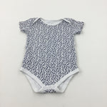 Flowers White Cotton Short Sleeve Bodysuit - Girls 12-18 Months