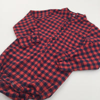 Navy & Red Checked Flannel Shirt/Long Sleeve Bodysuit - Boys 3-4 Years