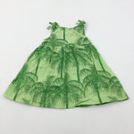 Palm Tree Green Cotton Dress - Girls 12-18 Months