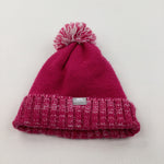 Pink & White Fleece Lined Knitted Bobble Hat - Girls 8-10 Years