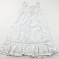 Lacey Details White Cotton Sun Dress - Girls 9 Years