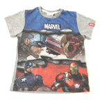 Captin America & Iron Man Grey T-Shirt  - Boys 5-6 Years