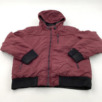 Dark Red & Black Showerproof Coat with Hood - Boys 9-10 Years