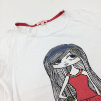 Girl White Cotton T-Shirt - Girls 9-10 Years