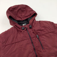 Dark Red & Black Showerproof Coat with Hood - Boys 9-10 Years