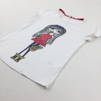 Girl White Cotton T-Shirt - Girls 9-10 Years