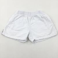 White Cotton School Sports Shorts - Boys/Girls 5-6 Years