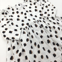 Leopard Print White Dress - Girls 3-6 Months