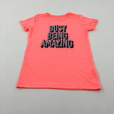 'Busy Being Amazing' Glittery Pink T-Shirt- Girls 9-10 Years