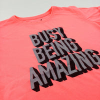 'Busy Being Amazing' Glittery Pink T-Shirt- Girls 9-10 Years