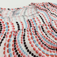 Spots & Swirls Pink, Blue & White T-Shirt - Girls 8-9 Years