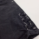 Lace Detail Black Denim Skirt with Adjustable Waistband - Girls 9 Years