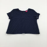 Navy T-Shirt with Lacey Overlay - Girls 7-8 Years