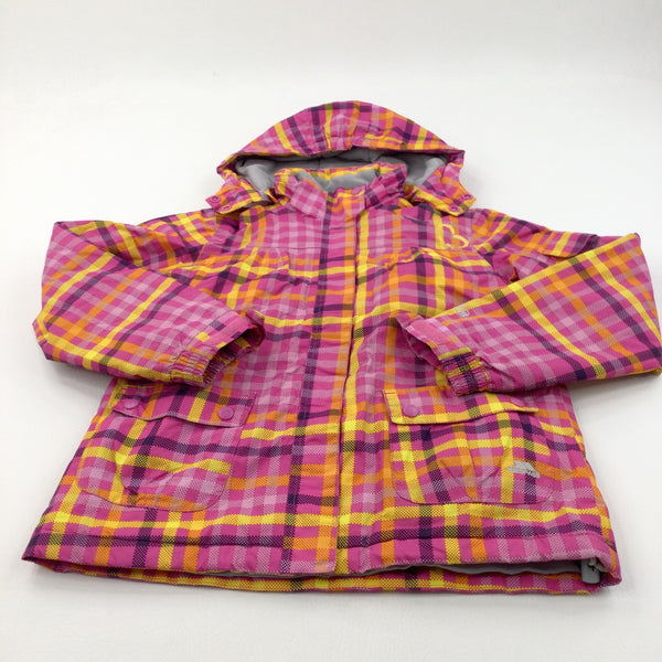 Colourful Checked Ski Jacket with Elasticated Waistband - Girls 9-10 Years