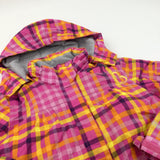 Colourful Checked Ski Jacket with Elasticated Waistband - Girls 9-10 Years