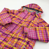 Colourful Checked Ski Jacket with Elasticated Waistband - Girls 9-10 Years