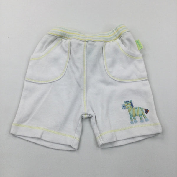 Horse Embroidered Pale Yellow & White Jersey Trousers - Boys/Girls Newborn