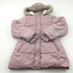 Dusky Pink Padded Coat with Hood - Girls 9-10 Years