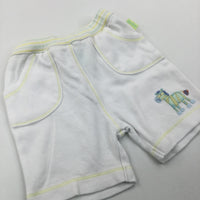 Horse Embroidered Pale Yellow & White Jersey Trousers - Boys/Girls Newborn
