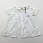 **NEW** Flowers Embroidered White Cotton Tunic Blouse - Girls 18-24 Months