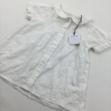 **NEW** Flowers Embroidered White Cotton Tunic Blouse - Girls 18-24 Months