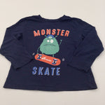 'Monster Skate' Navy Long Sleeve Top - Boys 4-5 Years