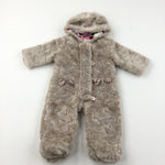 Mink Bow Detail Pramsuit - Girls 3-6 Months