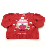 'Tweet Tweet' Robin Red Knitted Christmas Jumper - Girls 9-12 Months