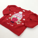 'Tweet Tweet' Robin Red Knitted Christmas Jumper - Girls 9-12 Months