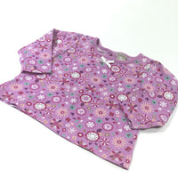 Colourful Flowers Lilac Long Sleeve Top - Girls Newborn - Up To 1 Month