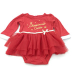 'Christmas Cutie' Red Long Sleeve Bodysuit with Net Skirt - Girls 6-12 Months